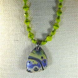 Handmade Green & Purple Artisan Pendant Necklace - VP's Jewelry