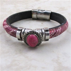 Pink Patterned Mini Regaliz Licorice Leather Bracelet - VP's Jewelry