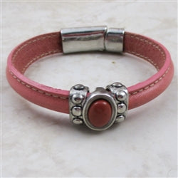 Woman's Melon Leather Bracelet Mini Regaliz Leather Bracelet - VP's Jewelry 
