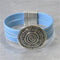 Blue Leather Cuff Bracelet for a Woman Bold Focus - VP's Jewelry 