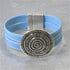 Blue Leather Cuff Bracelet for a Woman Bold Focus - VP's Jewelry 