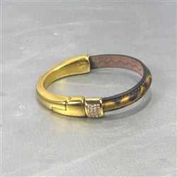 Gold and Leopard Leather Cuff Bracelet - VP's Jewelry