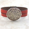 Burnt Orange Leather Bracelet with Silver Mandala Focus - VP's Jewelry 