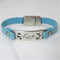 Blue Leather ID Style Bracelet with Love Bar - VP's Jewelry