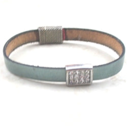 Aqua Flat Leather Anklet or bracelet - VP's Jewelry