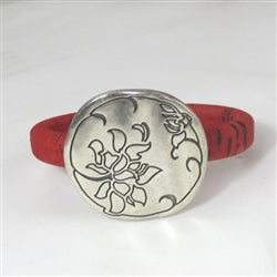 Red Vegan Cork Cord Bracelet Bold Silver Accent - VP's Jewelry