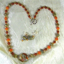 Handmade Artisan Beaded Necklace and Earrings Lampwork - VP's Jewelry  