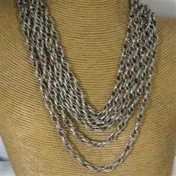 Long Multi Strand Silver Link Chain Necklace - VP's Jewelry
