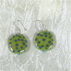 Green Bead Earrings Handmade Kazuri Bead Earrings - VP's Jewelry