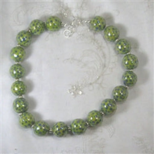 Green Bead Necklace Bold Handmade Kazuri Bead Necklace - VP's Jewelry