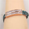 Teal Braided Leather Bracelet with Rose Gold & Crystal Slide