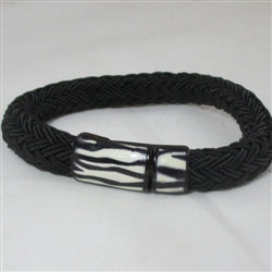 Black Nylon Braided Cord Bracelet Zebra Clasp Focus - VP's Jewelry