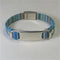 Woman's blue leather ID bracelet