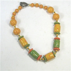 Citrus Kazuri Necklace Fair Trade Kazuri Bead Necklace - VP's Jewelry