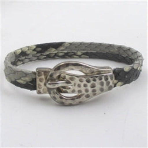 Handmade Grey and Black Snakeskin Man's Bracelet - VP's Jewelry