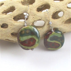 Green Handmade Bead Earrings Kazuri - VP's Jewelry