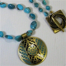 Turquoise Nugget Necklace with Medallion - VP's Jewelry