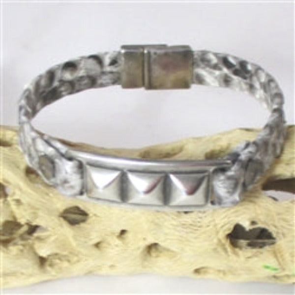 Grey Snakeskin Man's Leather Bracelet - VP's Jewelry