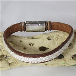 Brown and Cream Leather Bracelet For A Man - VP's Jewelry