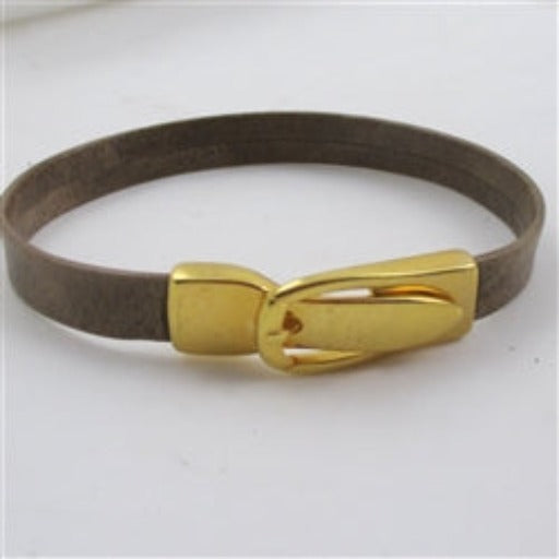 Brown Leather Bracelet For A Man Gold Clasp - VP's Jewelry