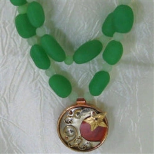 Cool Green Sea Glass and Copper Pendant Necklace - VP's Jewelry