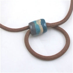 Brown Leather Necklace Kazuri Bead Focus Accent - VP's Jewelry