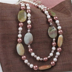 Buy  fresh water pearl & gemstone beaded necklace Mutli-strand Necklace