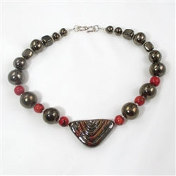 Fair Trade Black Handmade Kazuri Bead Necklace Big Bold Look - VP's Jewelry
