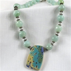 Amazonite & Handmade Aqua Pendant Necklace - VP's Jewelry