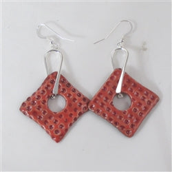 Red Artisan Handmade Ceramic Earrings Raku Glaze - VP's Jewelry  