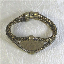 Buy black and gold soft leather cuff bracelet