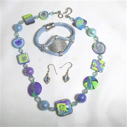 Handmade Designer Set in Blue Leather Polymer Clay - VP's Jewelry  