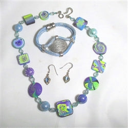 Handmade Designer Set in Blue Leather Polymer Clay - VP's Jewelry  