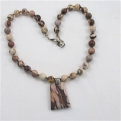 Brown Zebra Jasper Gemstone Pendant Necklace - VP's Jewelry