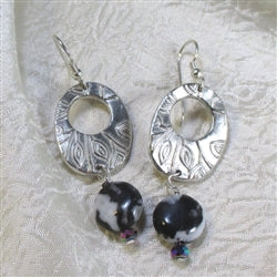 Pewter paired with zebra jasper earrings