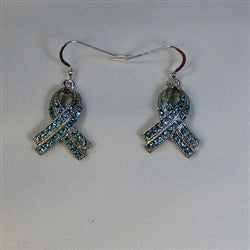 Buy sparkly teal rhinestone ribbon awareness earrings