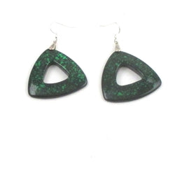 Green Hoop Earrings Triangle Big Bold Earring - VP's Jewelry