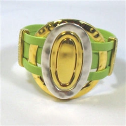Handcrafted Lime Leather Cuff Bracelet - VP's Jewelry