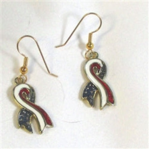 Show your support for our Arm Forces and Veteran with these American flag ribbon earrings