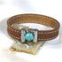 Man's Natural Leather Bracelet with Turquoise Inlaid Clasp - VP's Jewelry