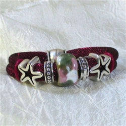 Fuchsia Metallic Cord & Handmade Fair Trade Bead Bracelet - VP's Jewelry