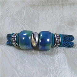 Teal Metallic Cord Fair Trade Bead Bracelet - VP's Jewelry