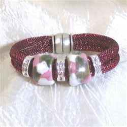 Rose Metallic Cord Fair Trade Bead Bracelet - VP's Jewelry