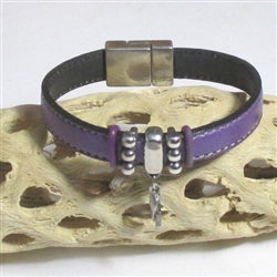 Domestic Violence Awareness Bracelet in Purple Leather - VP's Jewelry
