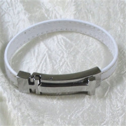 Buy classic white leather braclet with shinny silver clasp