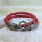 Men Braided Terracotta Leather Bracelet with Alligator Clap - VP's Jewelry