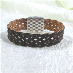 Handcrafted Men's Brown Braided Leather Bracelet - VP's Jewelry
