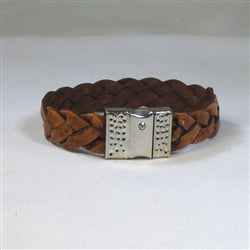 Man's Brown Braided Leather Bracelet Handsome - VP's Jewelry