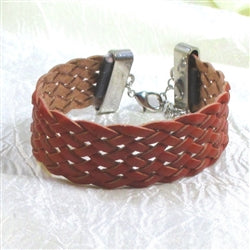 Brown Braided Leather Cuff Bracelet for a Man - VP's Jewelry