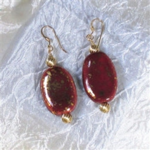 Kazuri Earring in Maroon and Gold - VP's Jewelry